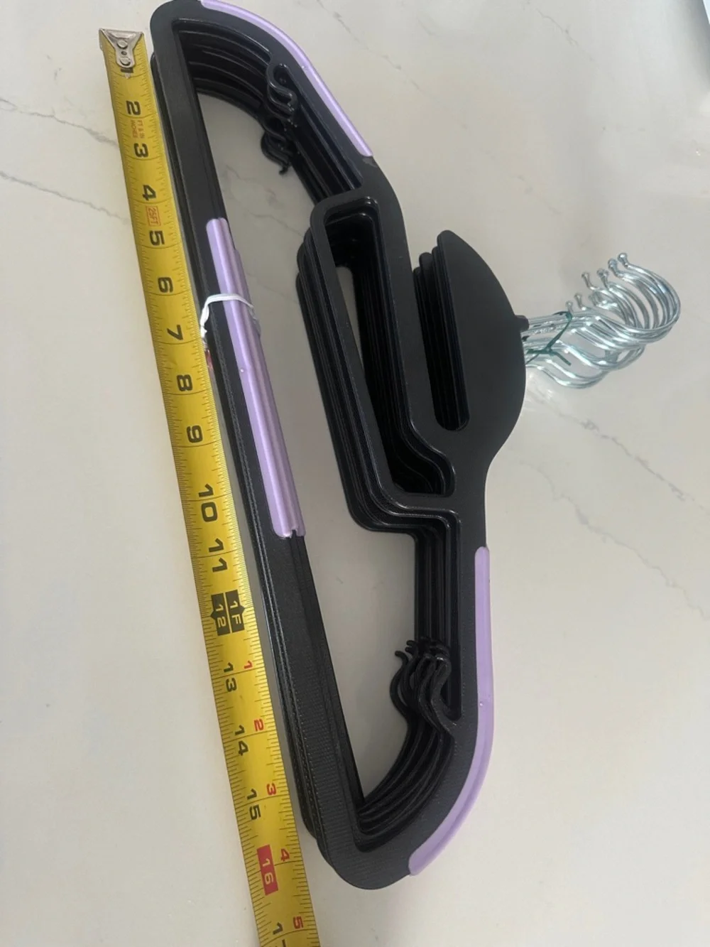 Non-Brand Black and Lavender Non-Slip Plastic Closet Hangers - 12 Pack